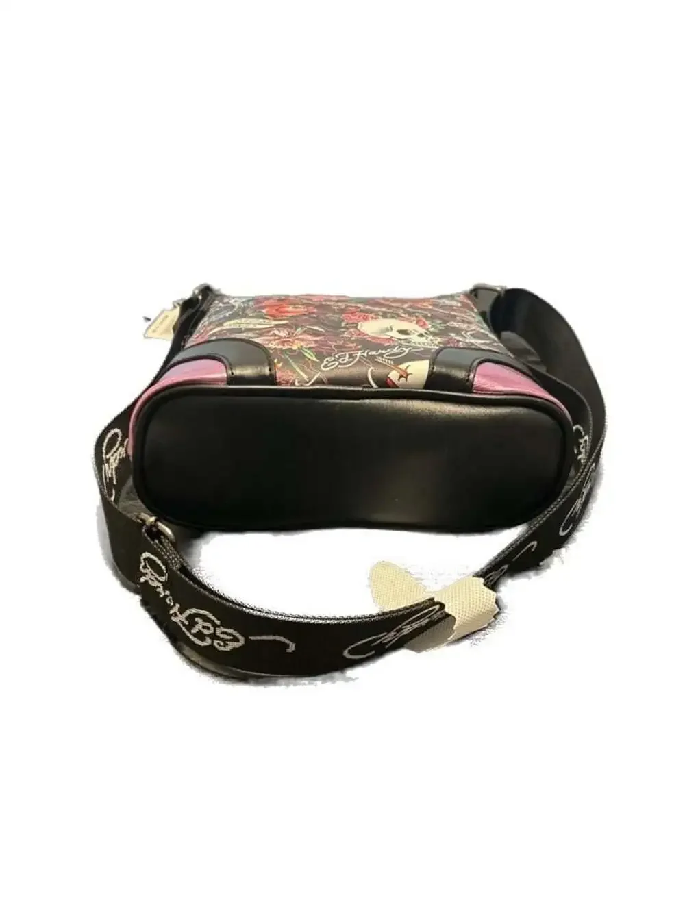 Ed Hardy Tattoo Print Skull & Roses Crossbody Bag with Rhinestone Detail - Picture 4 of 7